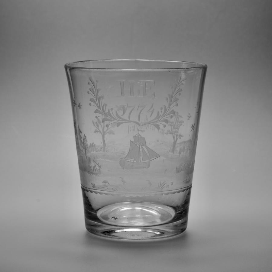 Engraved tumbler dated 1774.