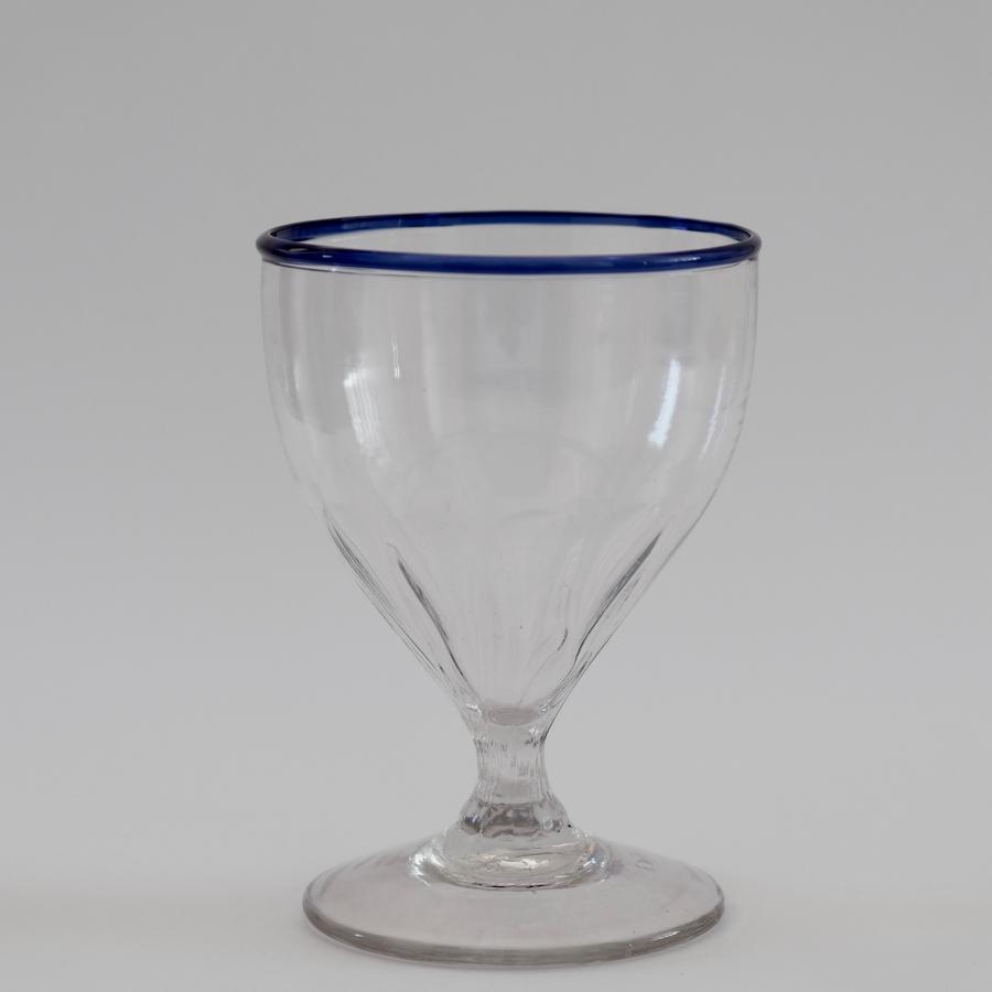 Antique glass - rummer with applied blue rim C1800