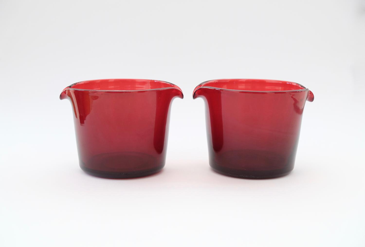 Pair of ruby wine glass coolers C1835/40