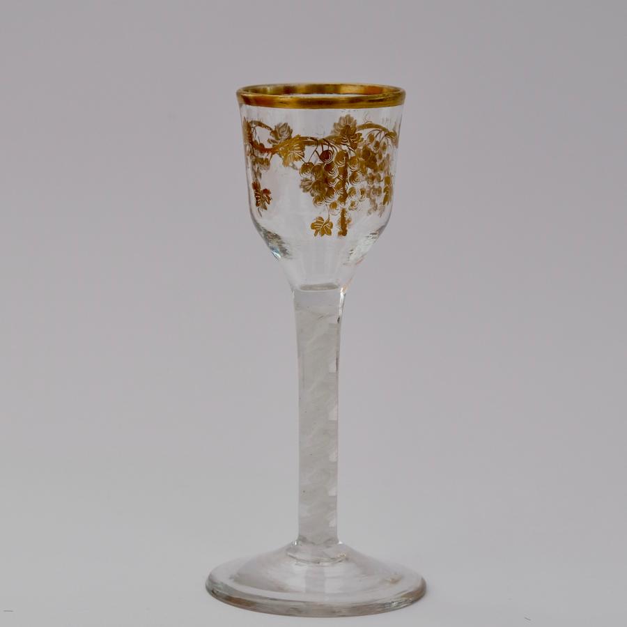 Wine glass with gilt decoration James Giles C1765.