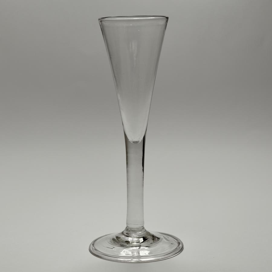 Plain stem wine flute / ale glass. English C1760.