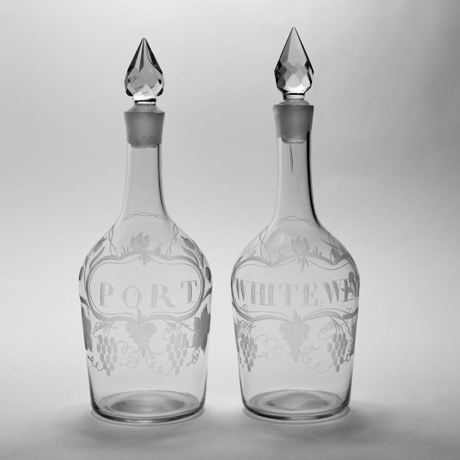 Pair of shouldered decanters C1760