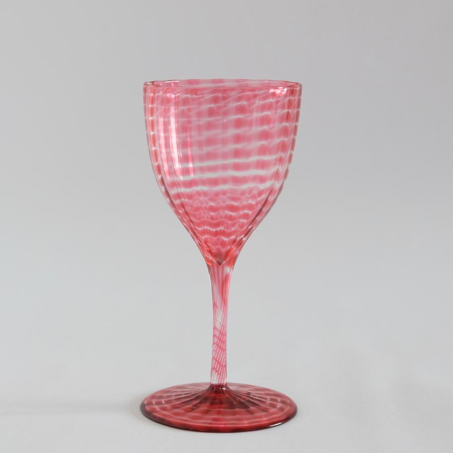 Rare wine glasses with threaded decoration C1860