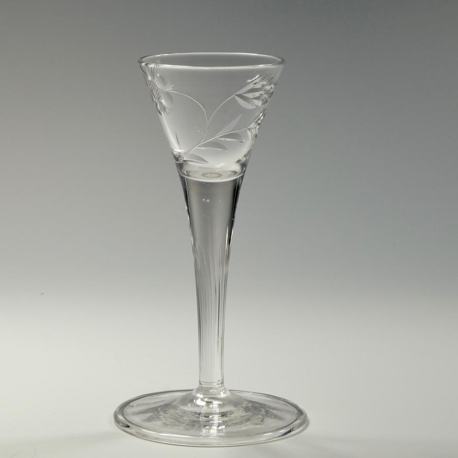 Liqueur glass stylised rose pattern Whitefriars C1910