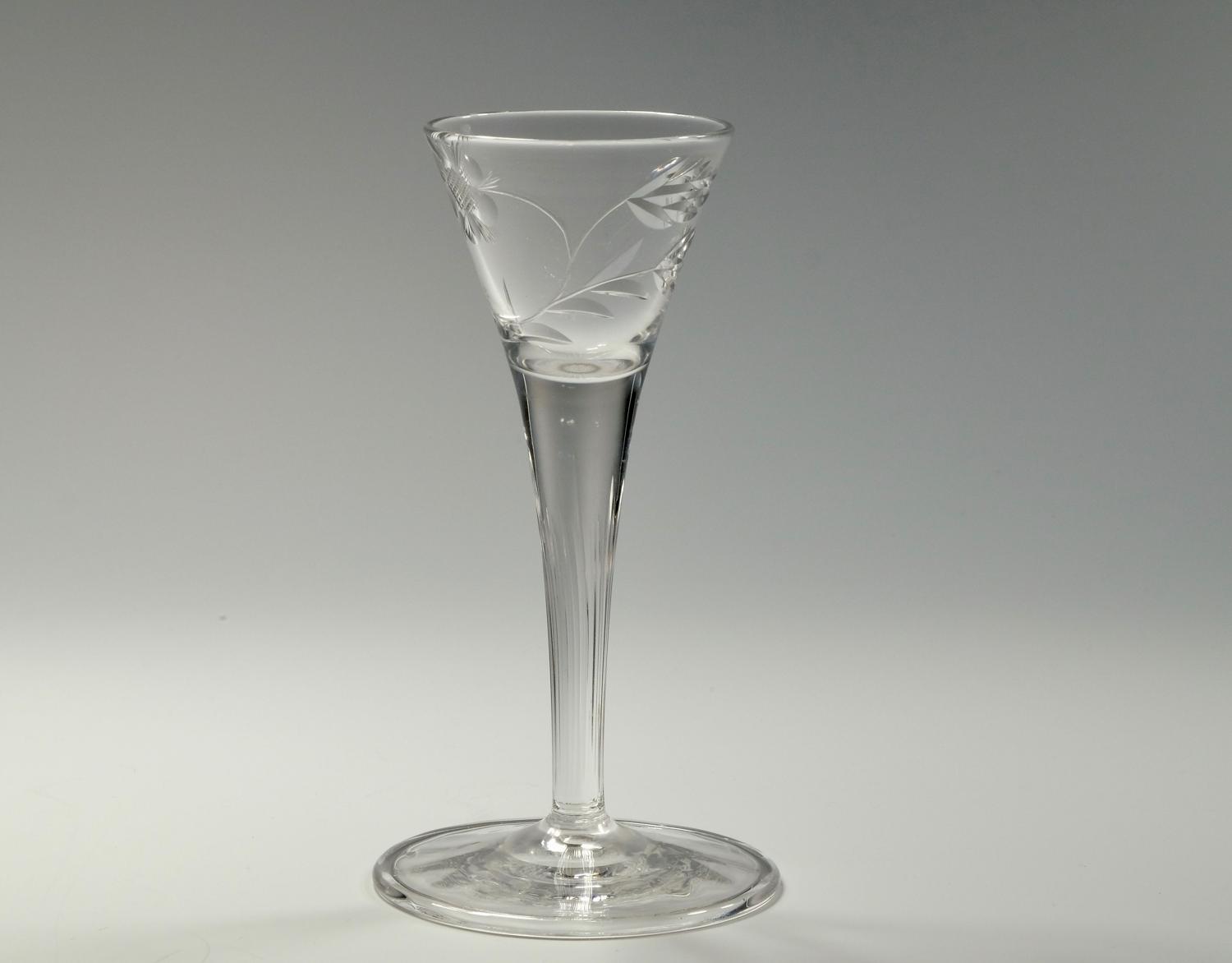 Liqueur glass stylised rose pattern Whitefriars C1910