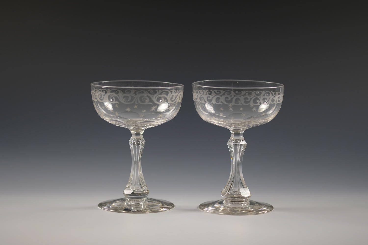 Pair of champagne glasses C1880