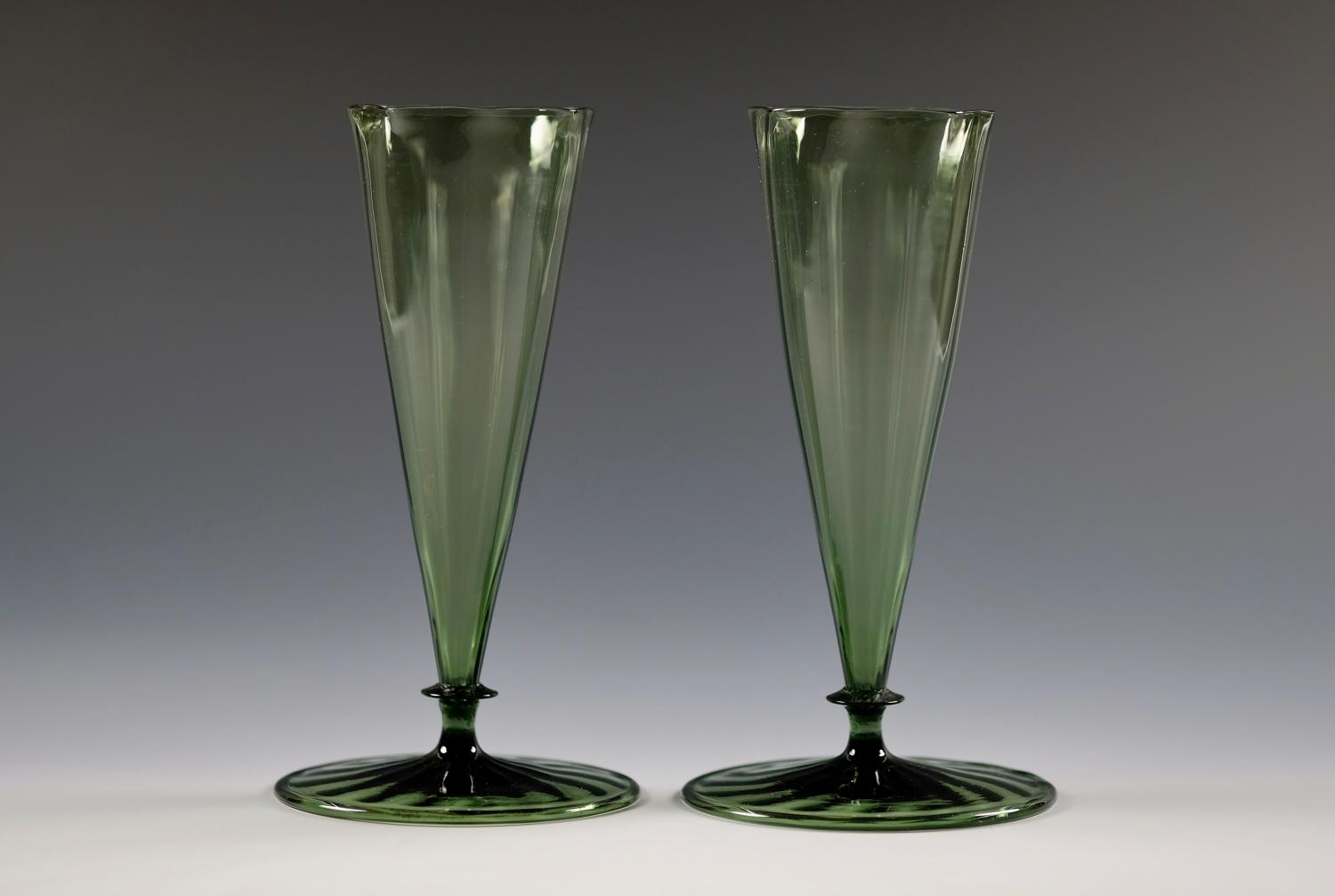 Pair of dark green vases designed by Harry Powell C1870