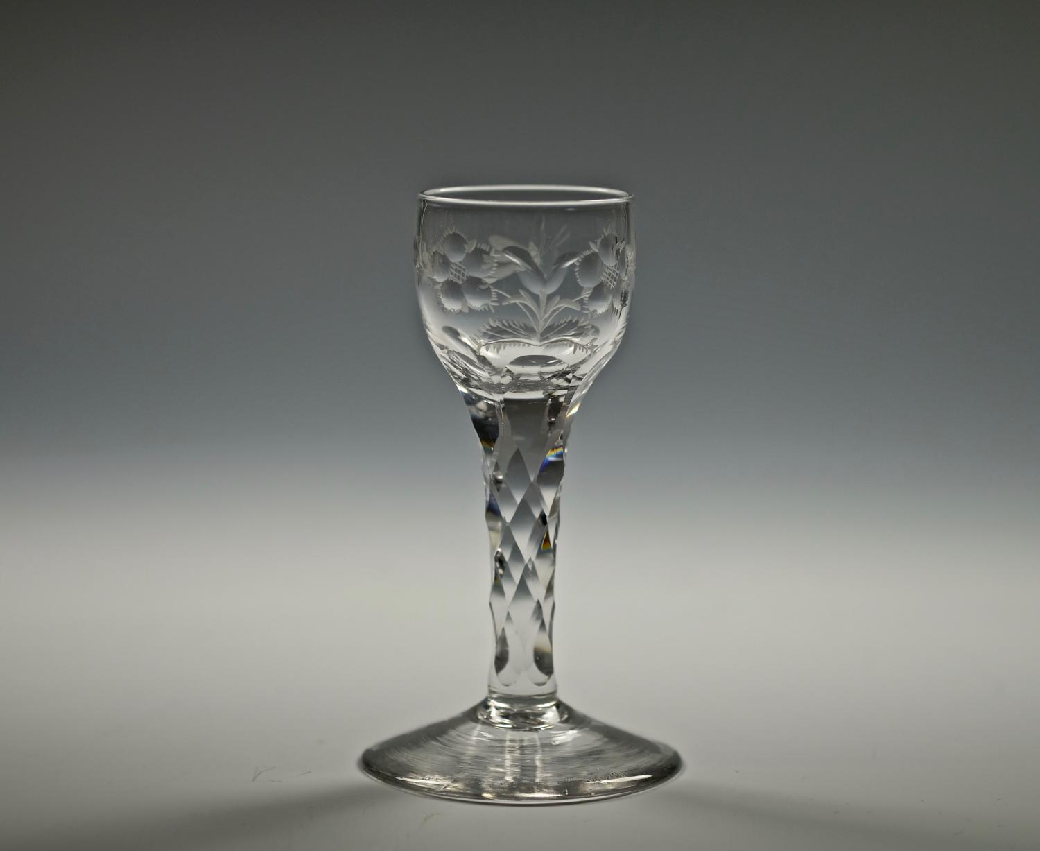 Diamond facet stem wine glass C1780