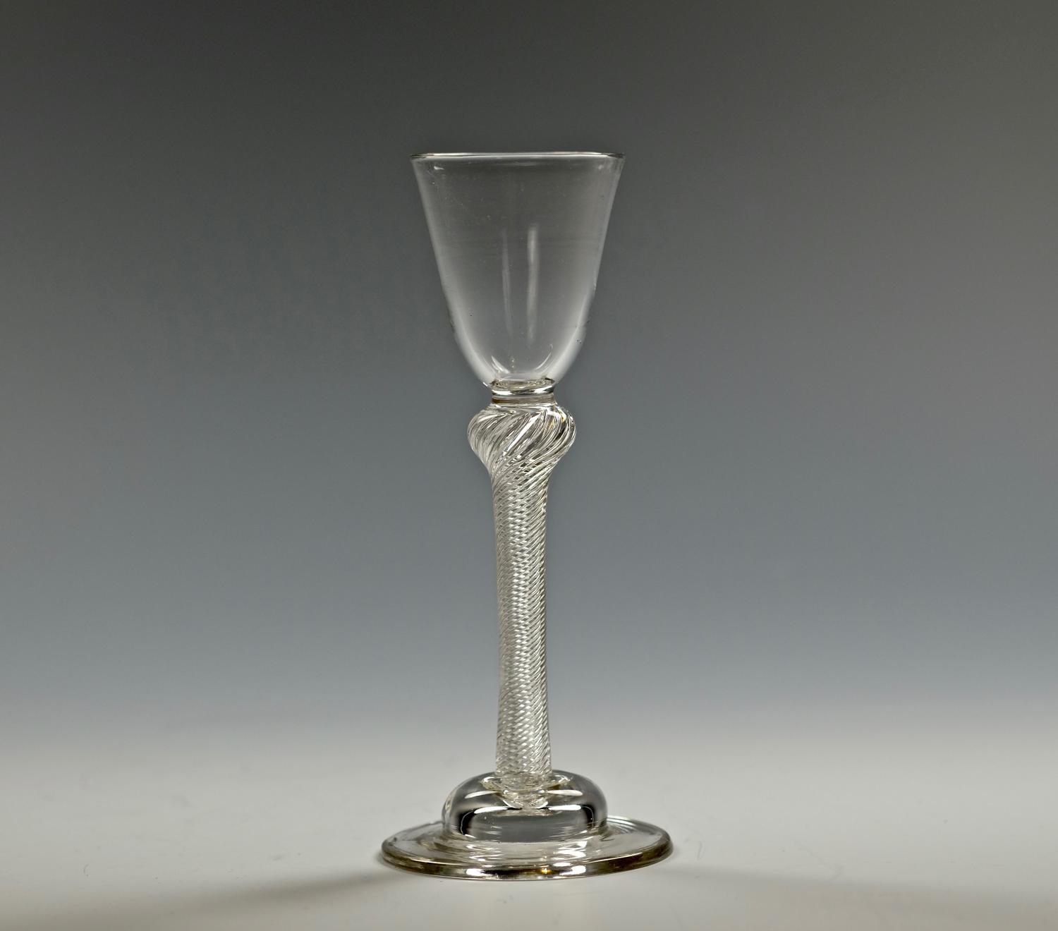 Multi spiral air twist cordial glass English C1755