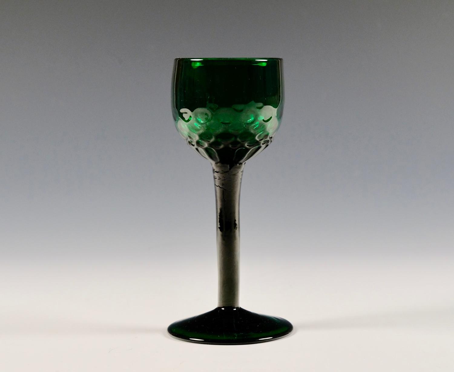 Emerald green wine glass English late 18th century