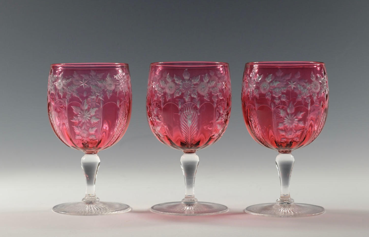 Intaglio cut wine glass by Stevens & Williams C1900