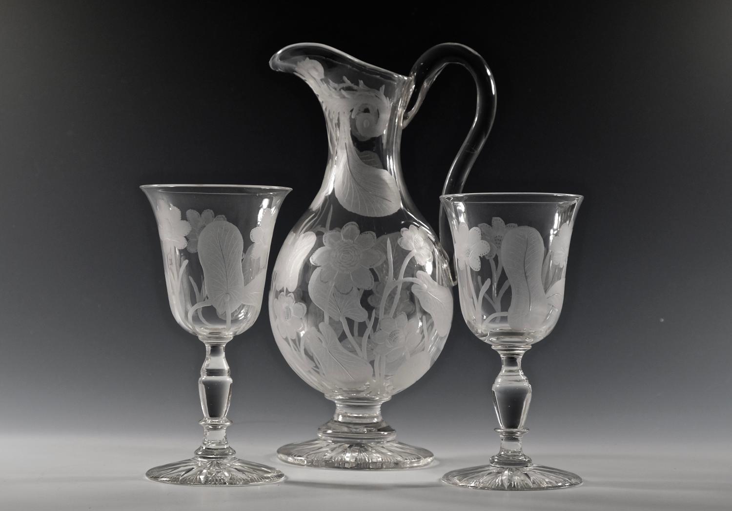 Jug and two goblets C1870