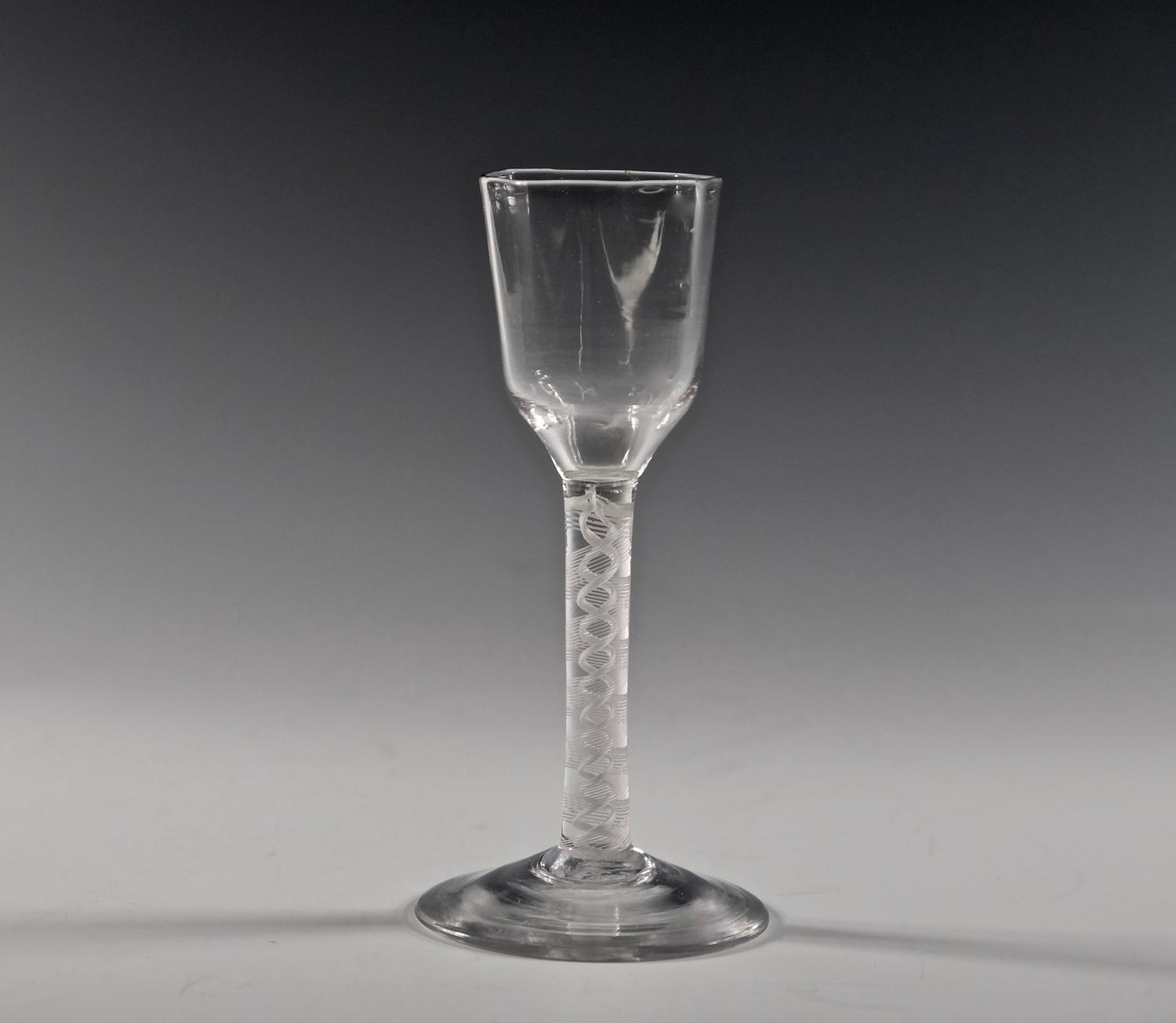 Rare octagonal bowl wine glass English C1765