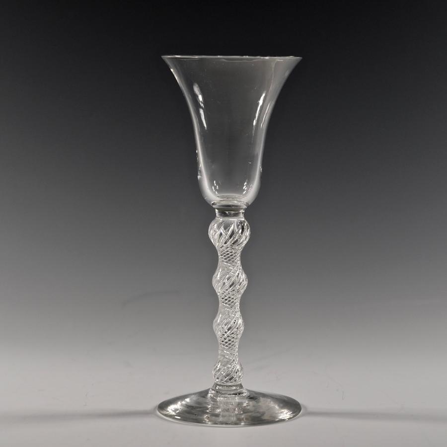 Rare Multi spiral air twist wine glass C1750