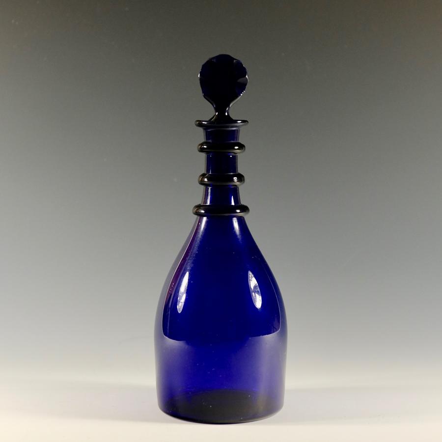 Blue decanter with faceted stopper English C1810