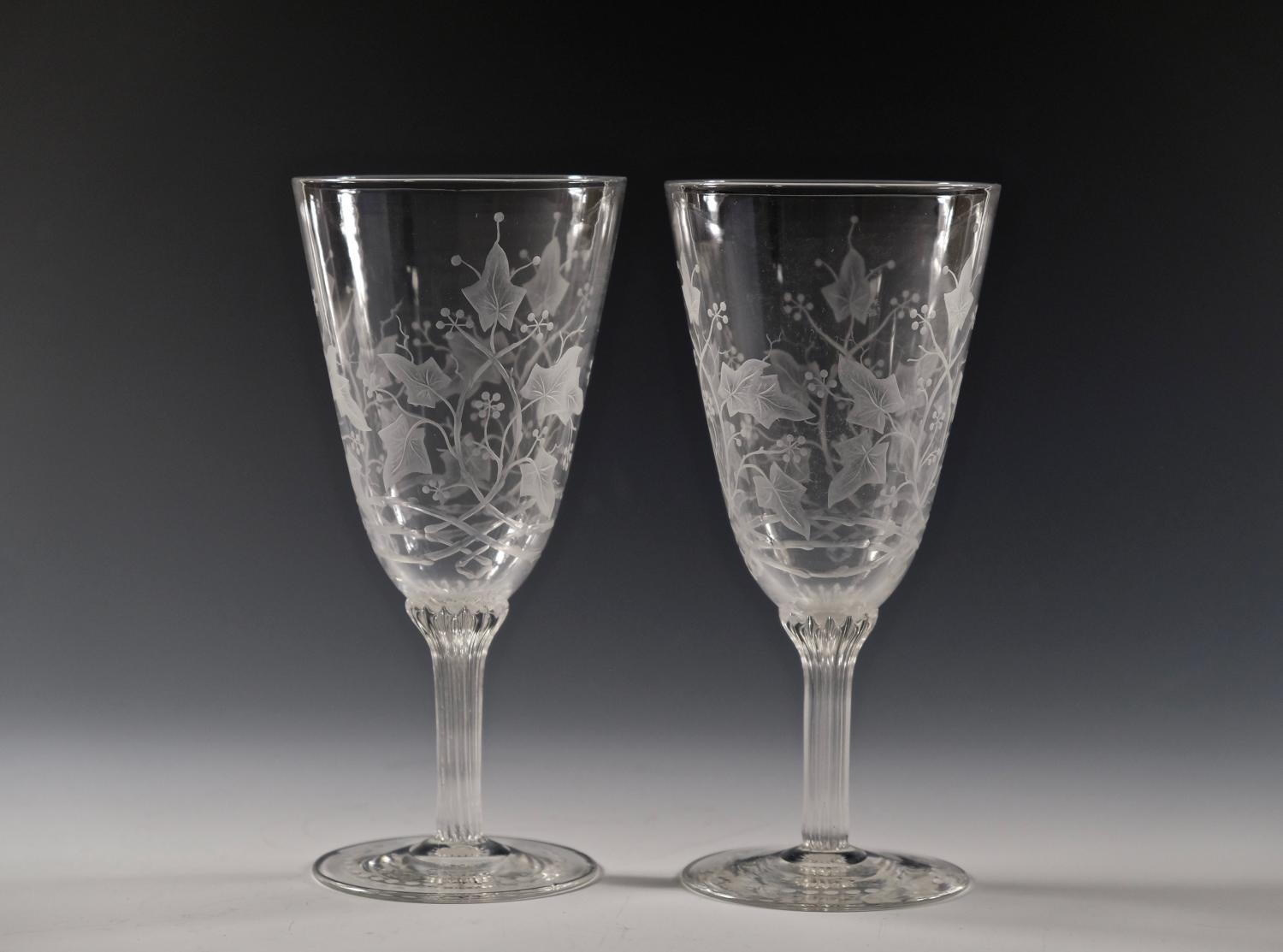 Pair of engraved goblets English C1880