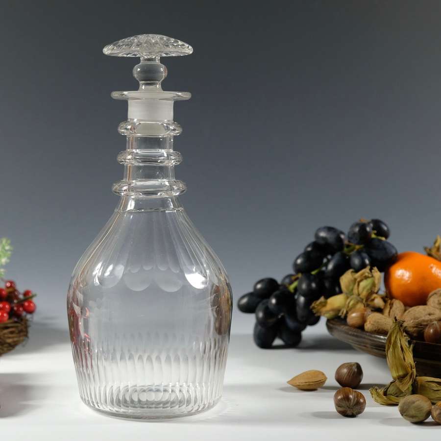 Decanter with three neck rings and mushroom stopper C1830