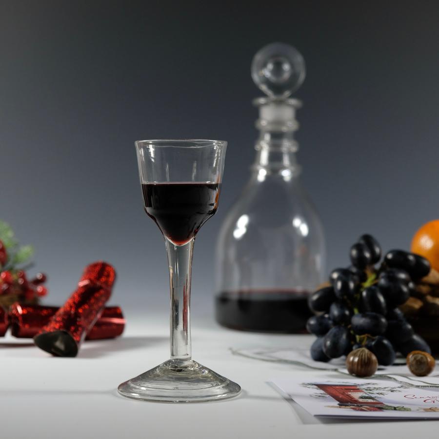 Plain stem wine glass with folded foot English C1760