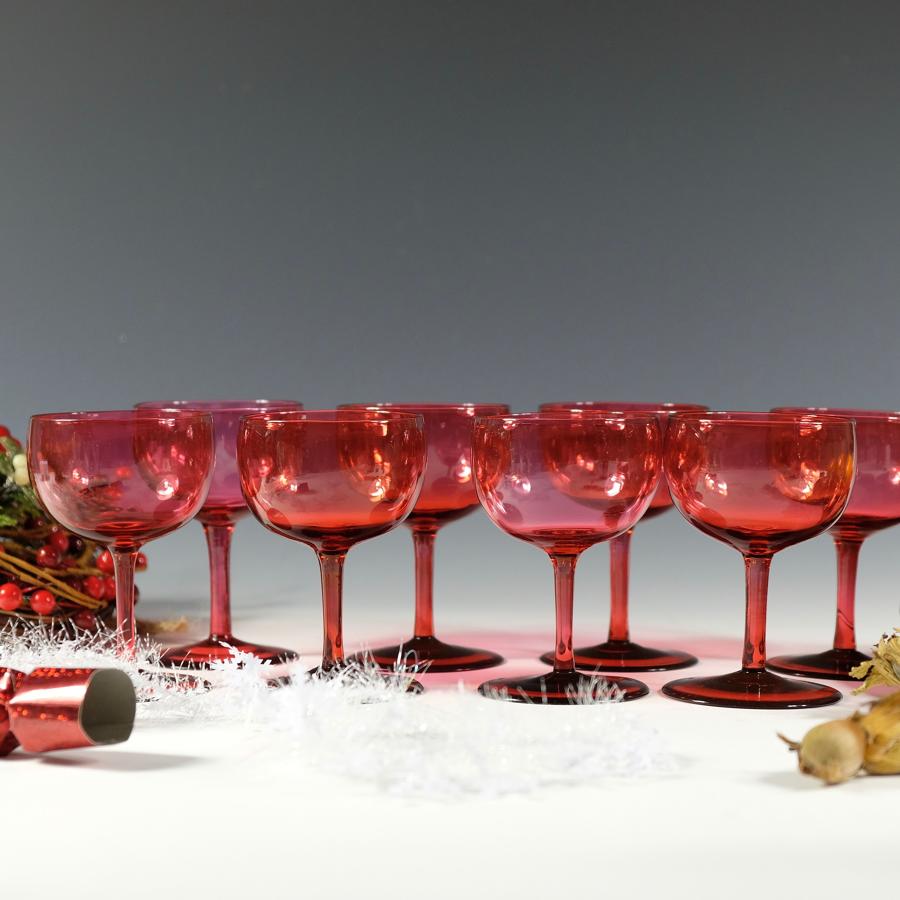 Ten red wine glasses English C1860