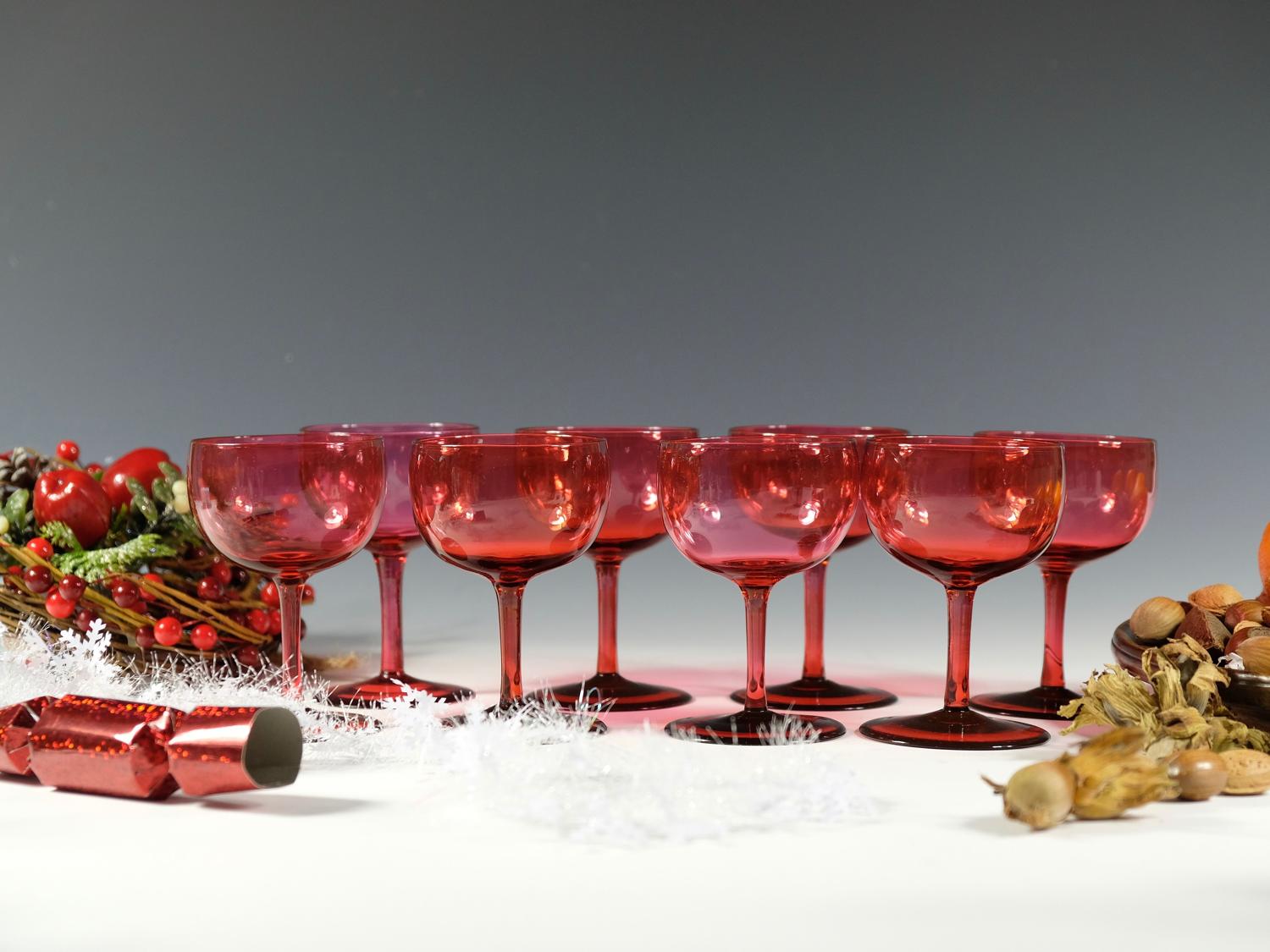 Ten red wine glasses English C1860