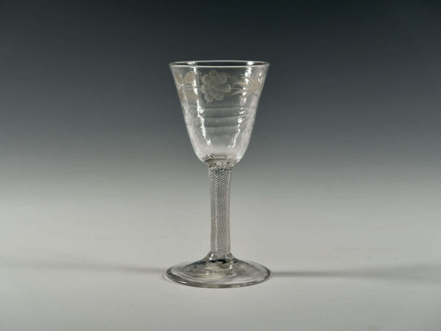 Fine incised twist wine glass English C1755