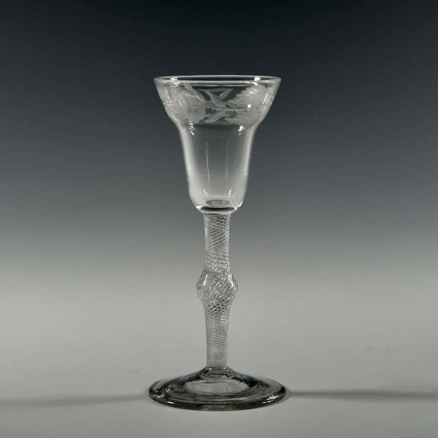 Fine Multi spiral air twist wine glass English C1755