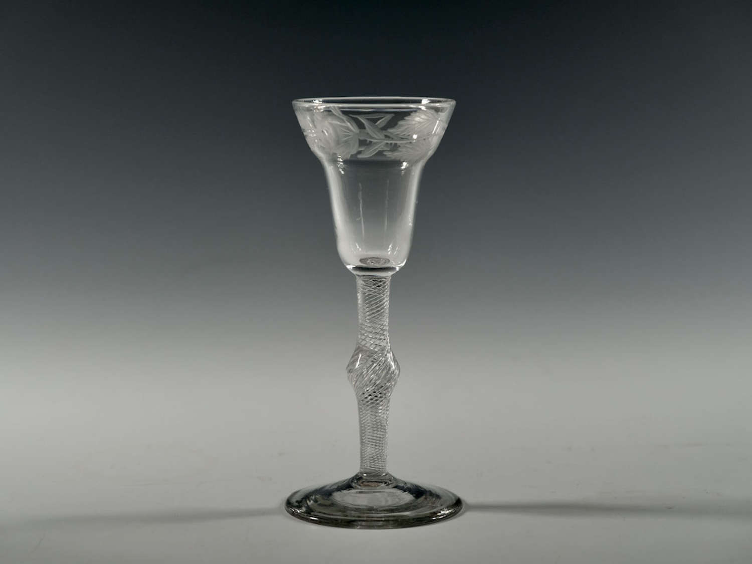 Fine Multi spiral air twist wine glass English C1755