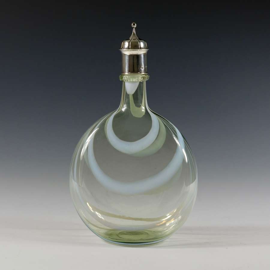 Rare decanter with melted in white threads Designed H Powell 1902