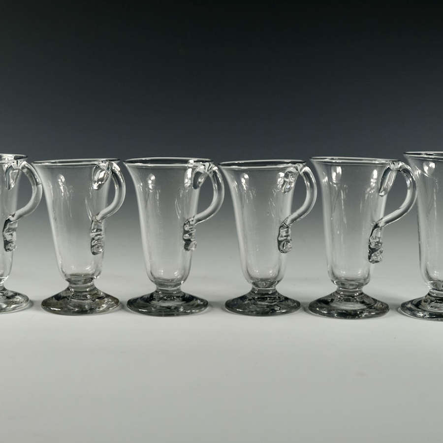 Set of six single handled jelly glasses English C1770