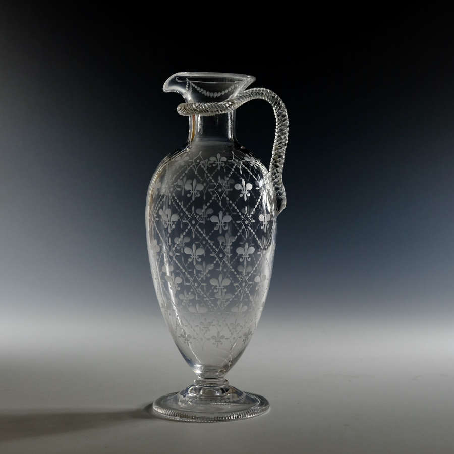Engraved glass jug English C1880