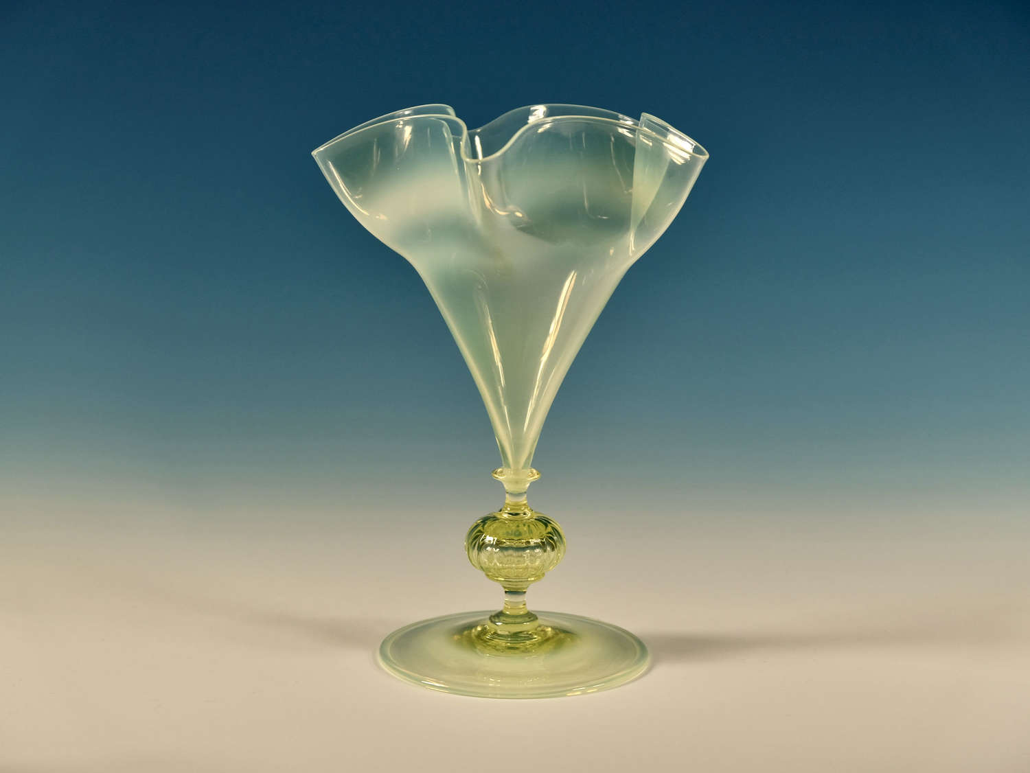 Straw opal wavy rim vase H Powell c1880