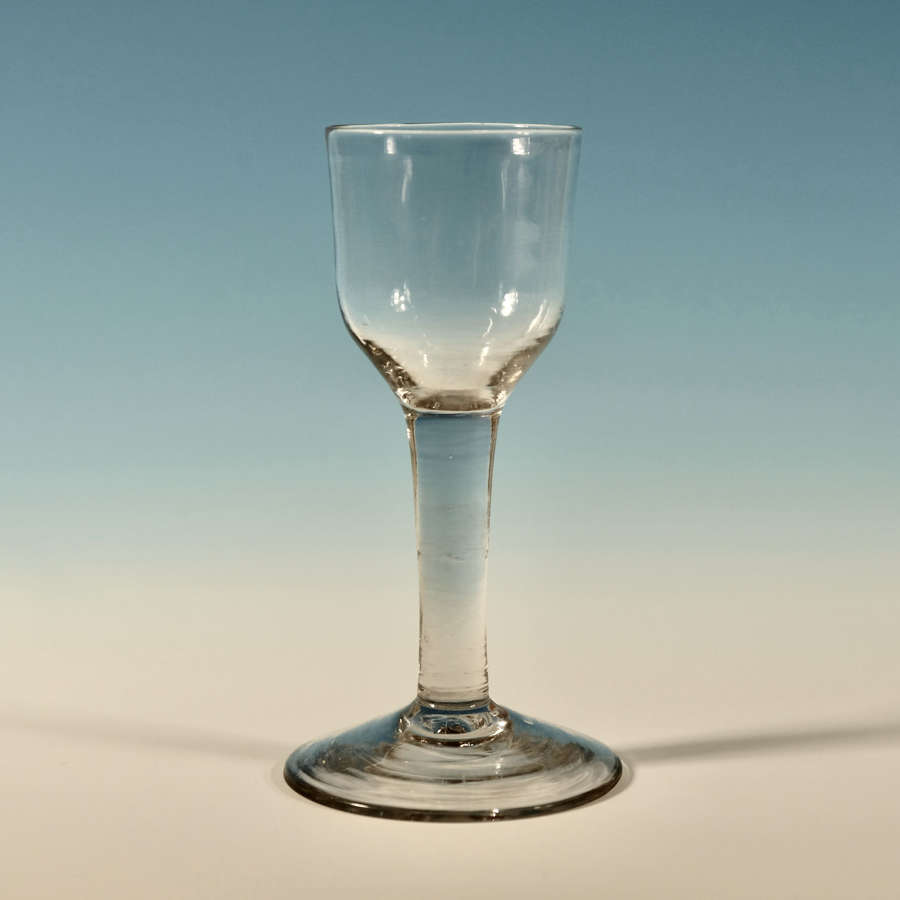 Large plain stem wine glass English c1760