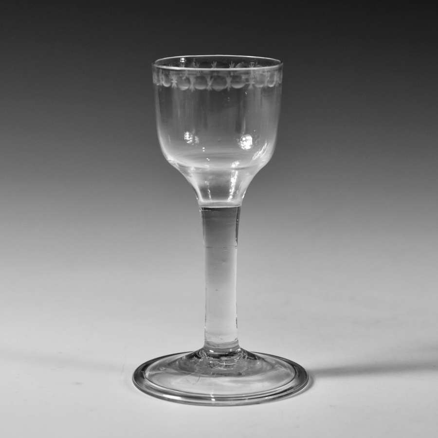Plain stem wine glass English c1760
