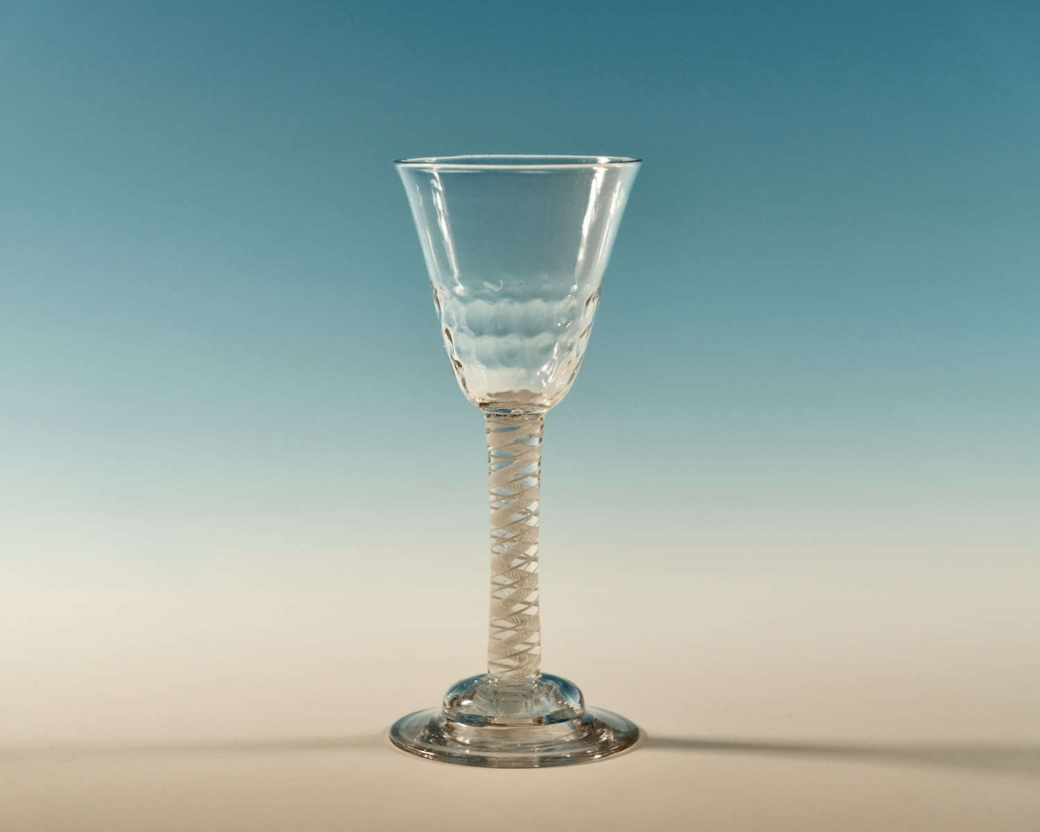 Double series opaque twist wine glass English c1760