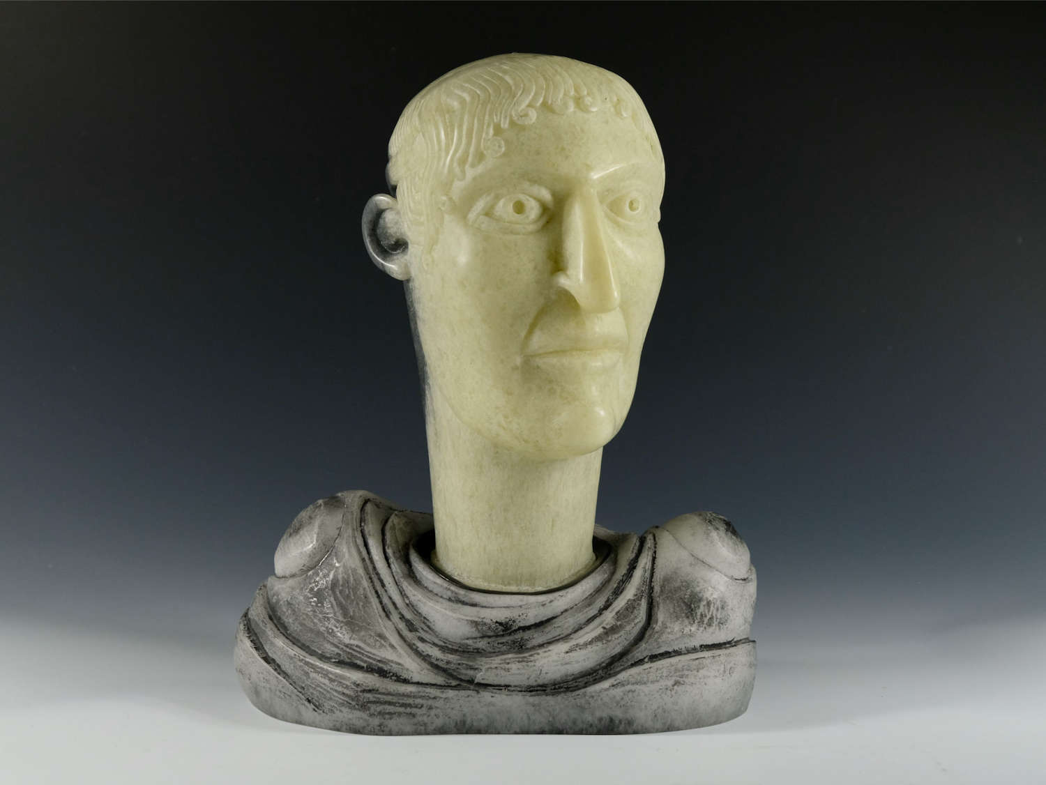 Greek Head II Cast Glass sculpture by David Reekie.