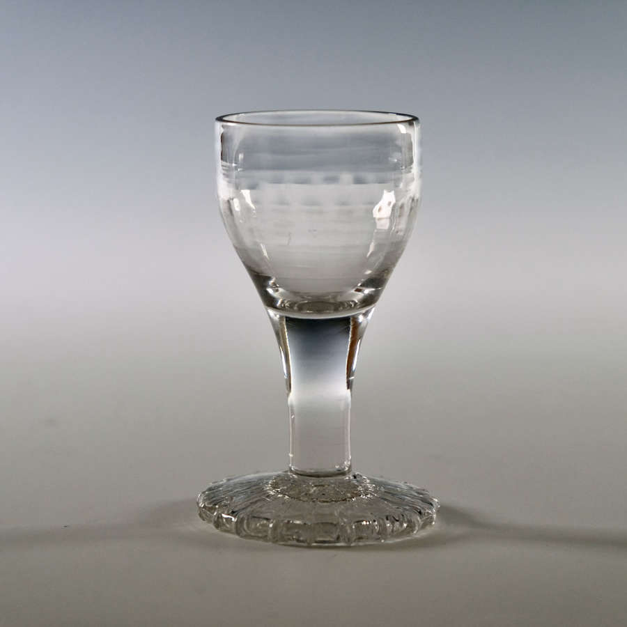 Dram glass with oversewn foot c1770