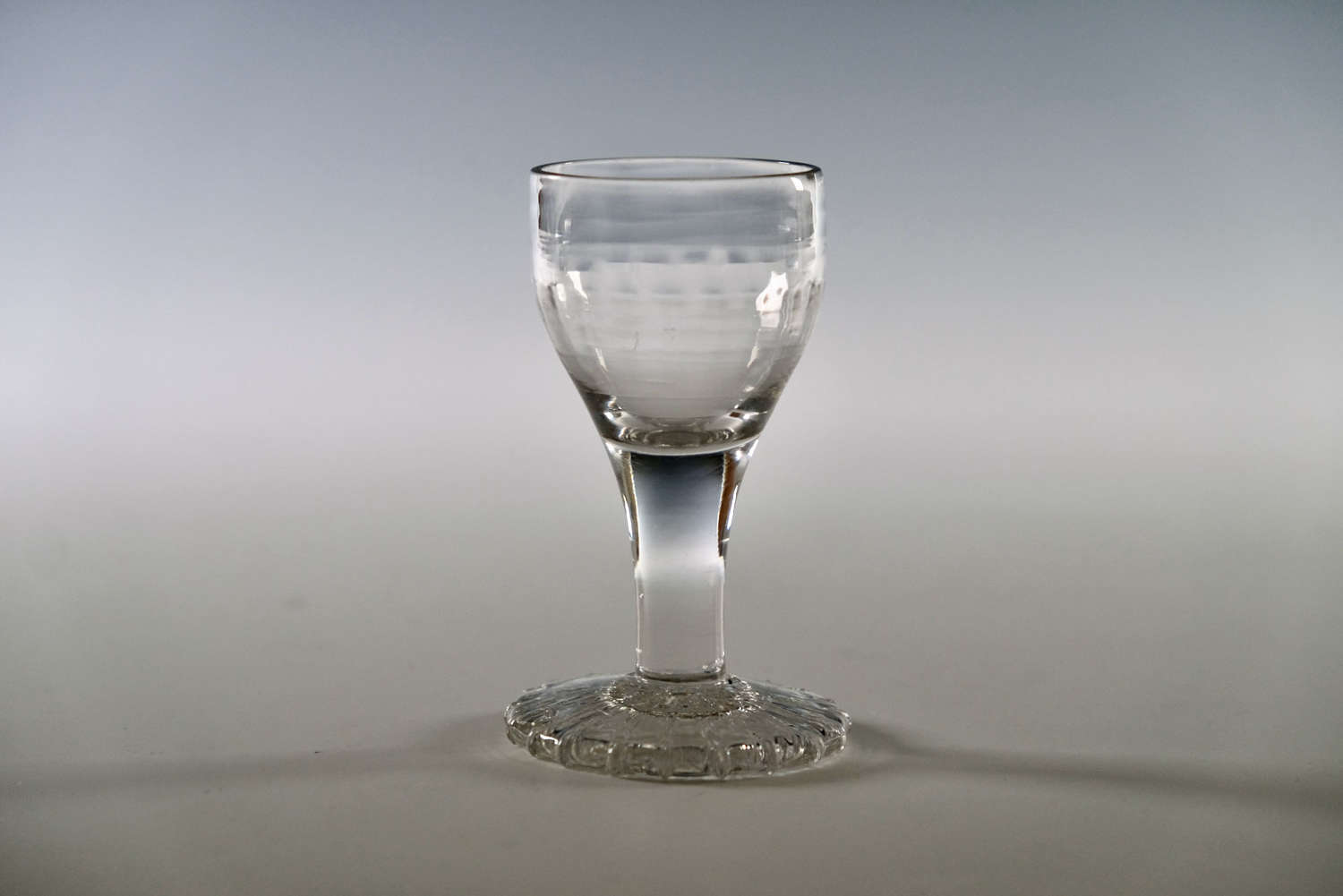 Dram glass with oversewn foot c1770
