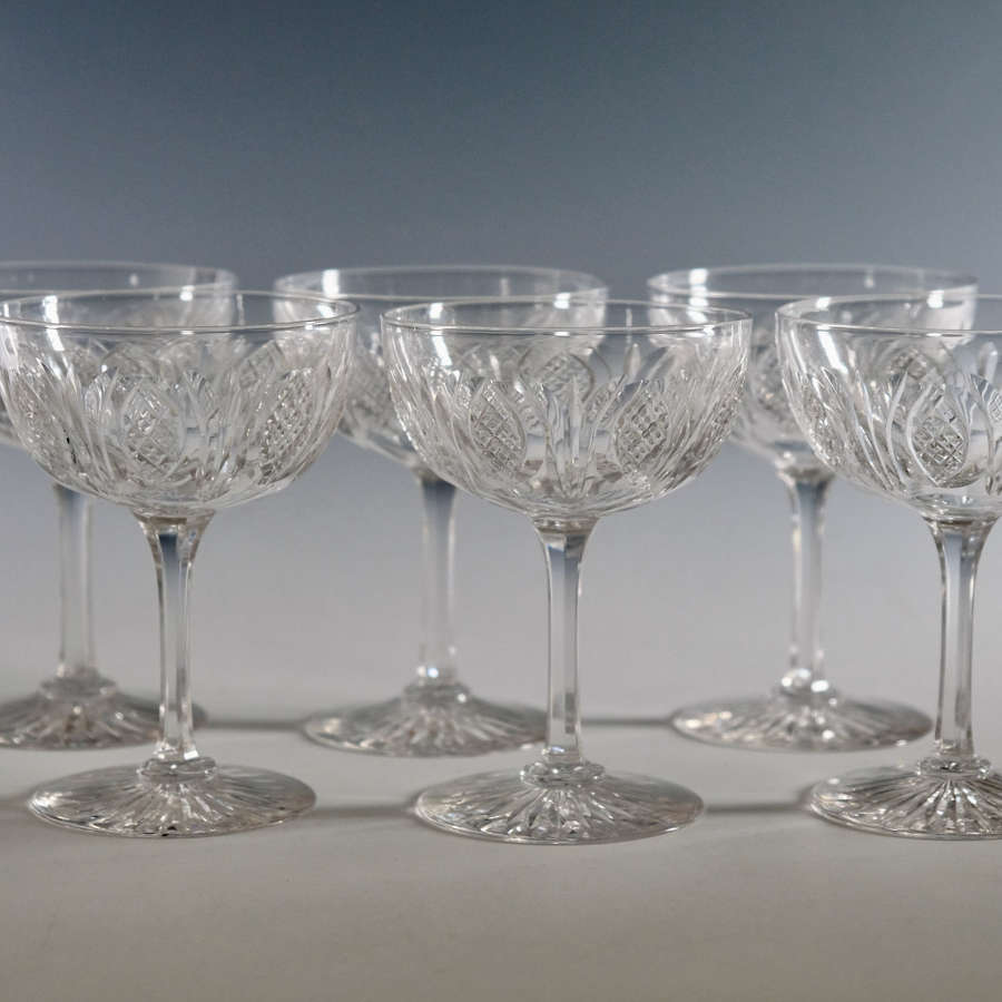 Set of six champagne glasses English c1870