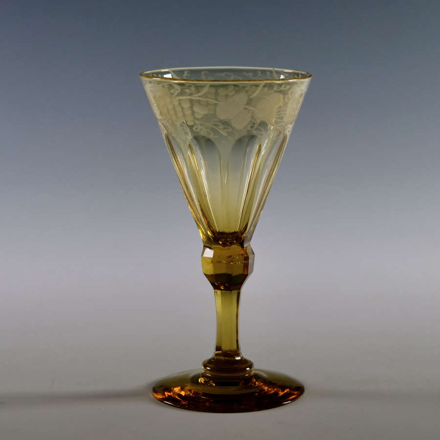 Amber wine glass English c1840