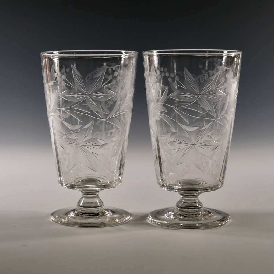Pair of engraved goblets c1910