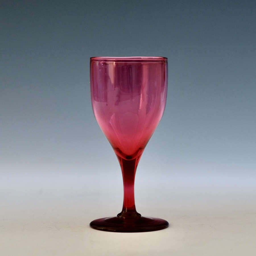 Antique glass - wine glass red tulip bowl English c1850