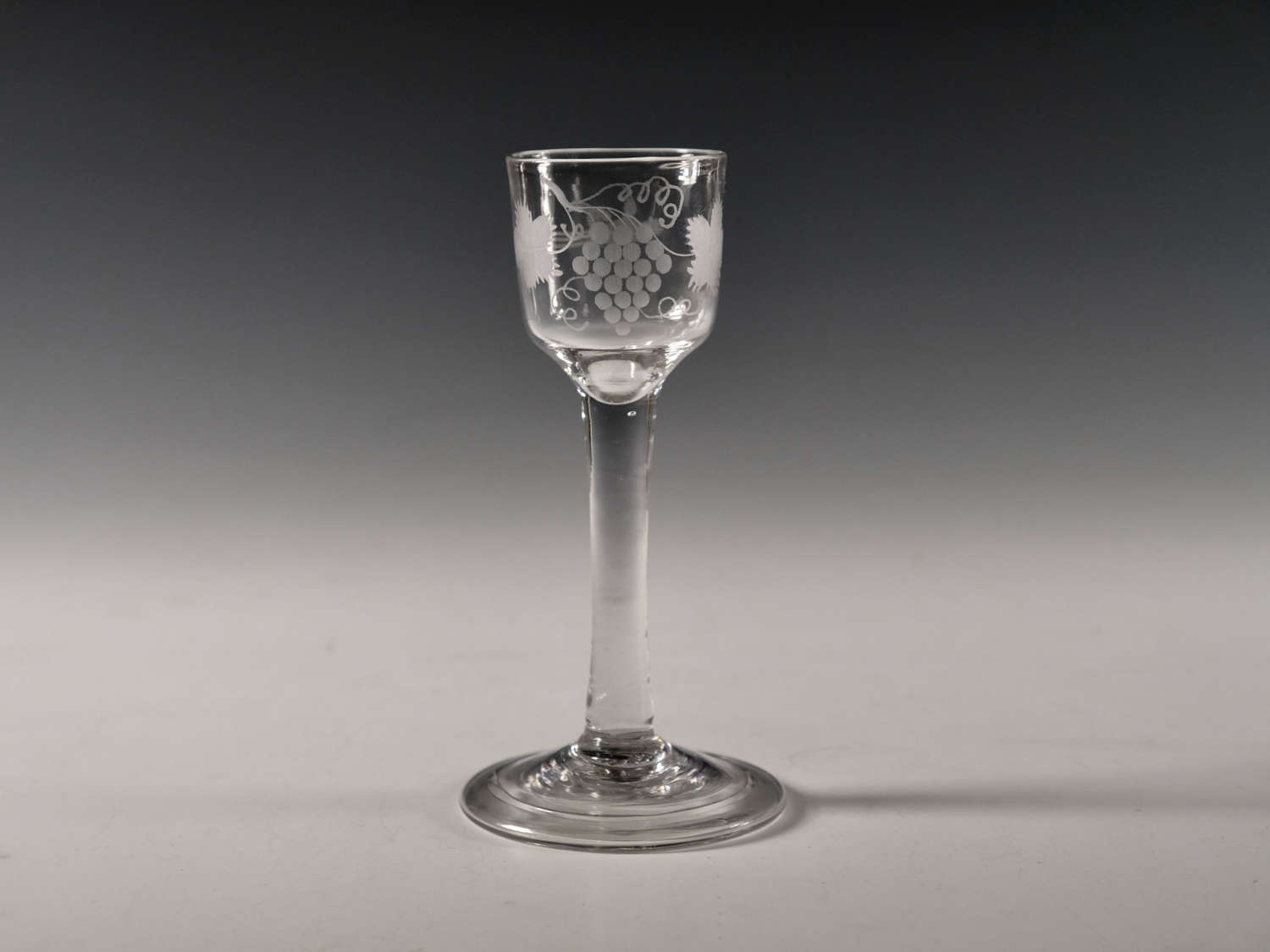 Antique wine glass plain stem English c1750