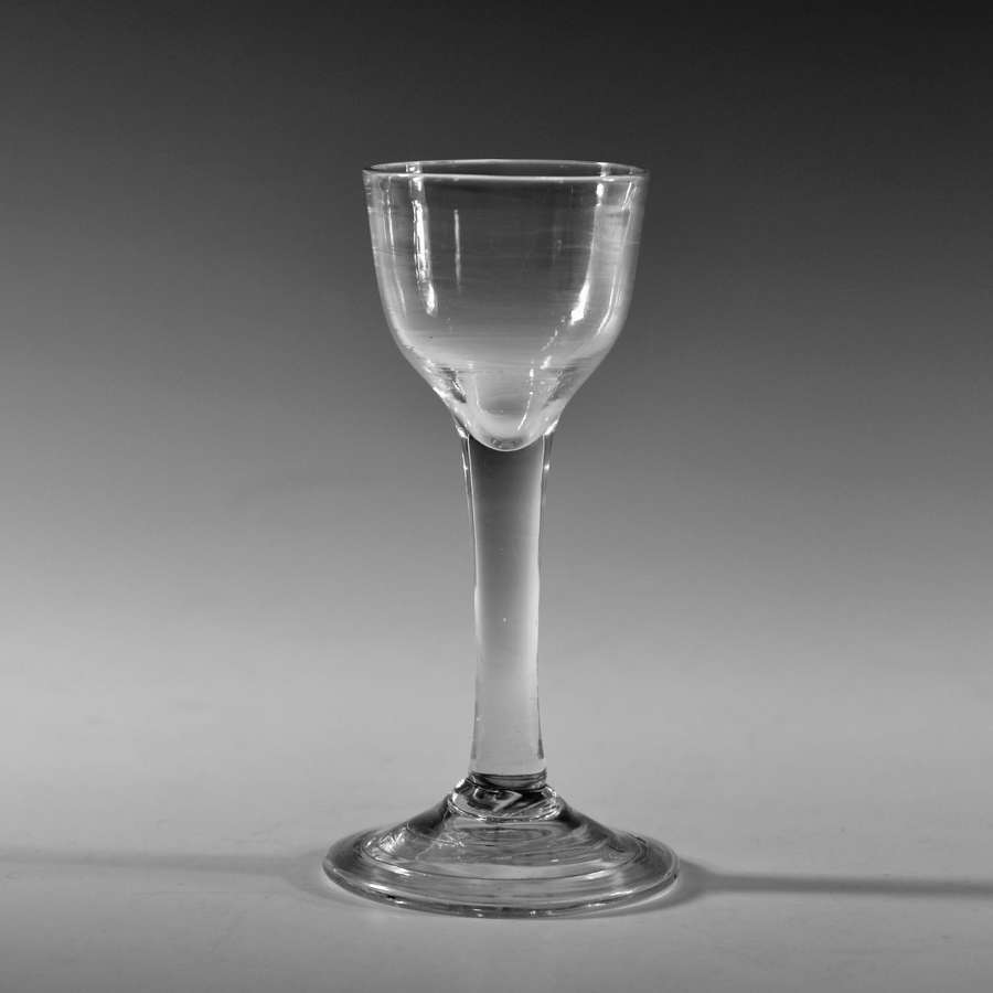 Antique wine glass Plain stem English c1760