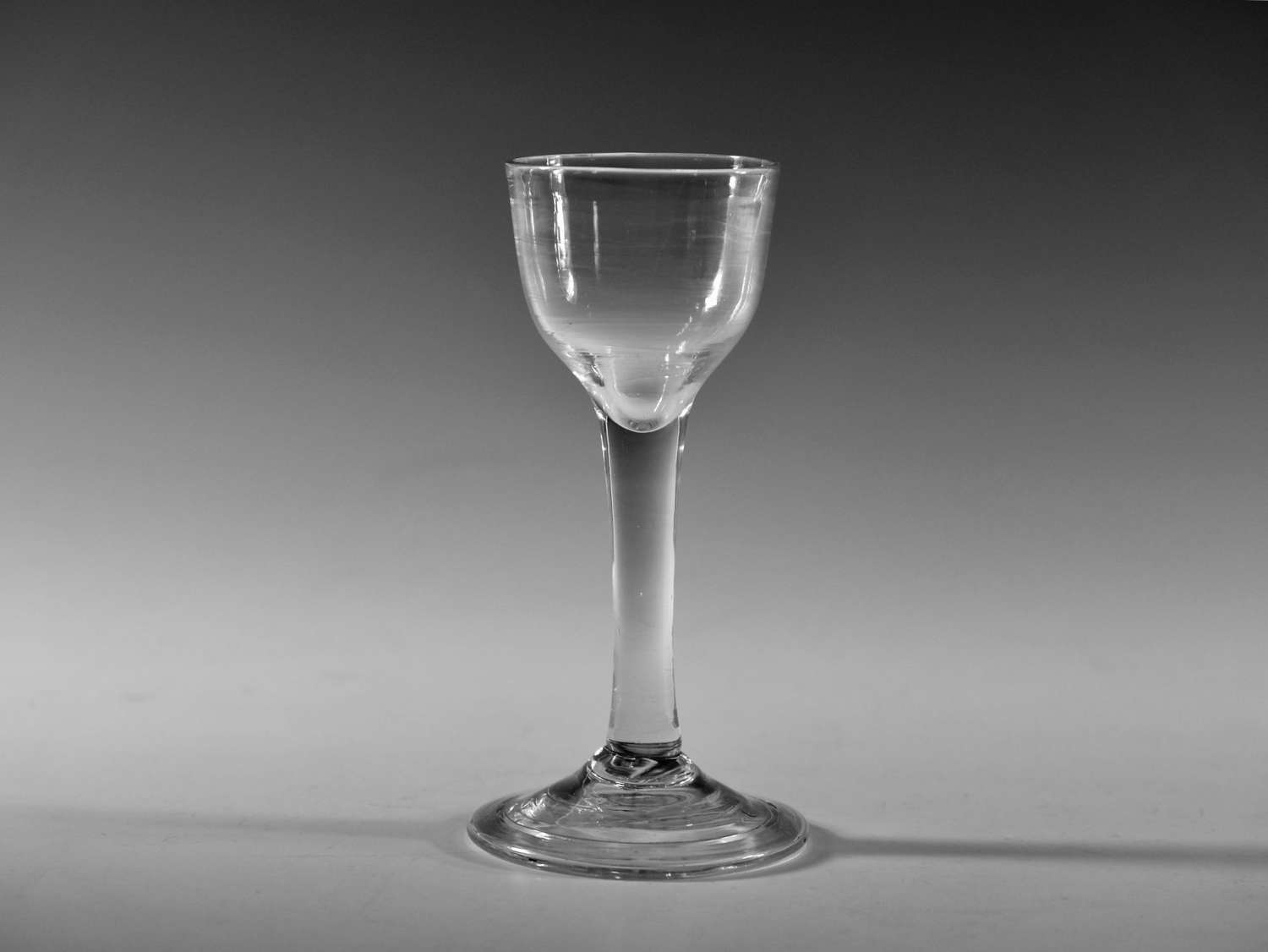 Antique wine glass Plain stem English c1760