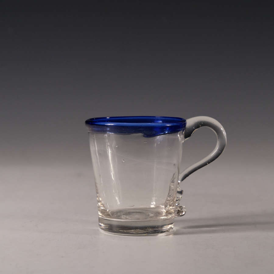 Antique punch cup blue rim C1820