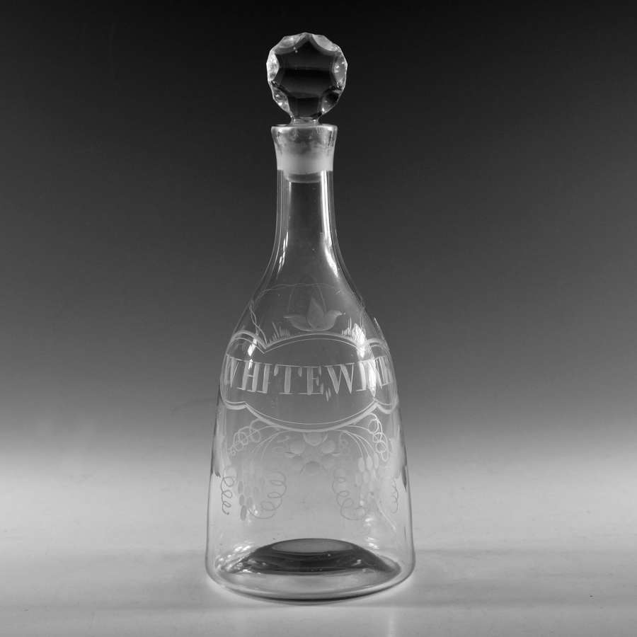 Antique decanter labelled white wine English c1770