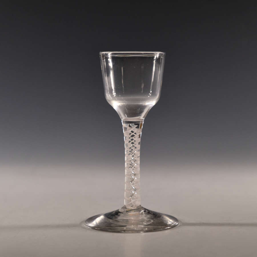 Antique wine glass opaque twist c1765