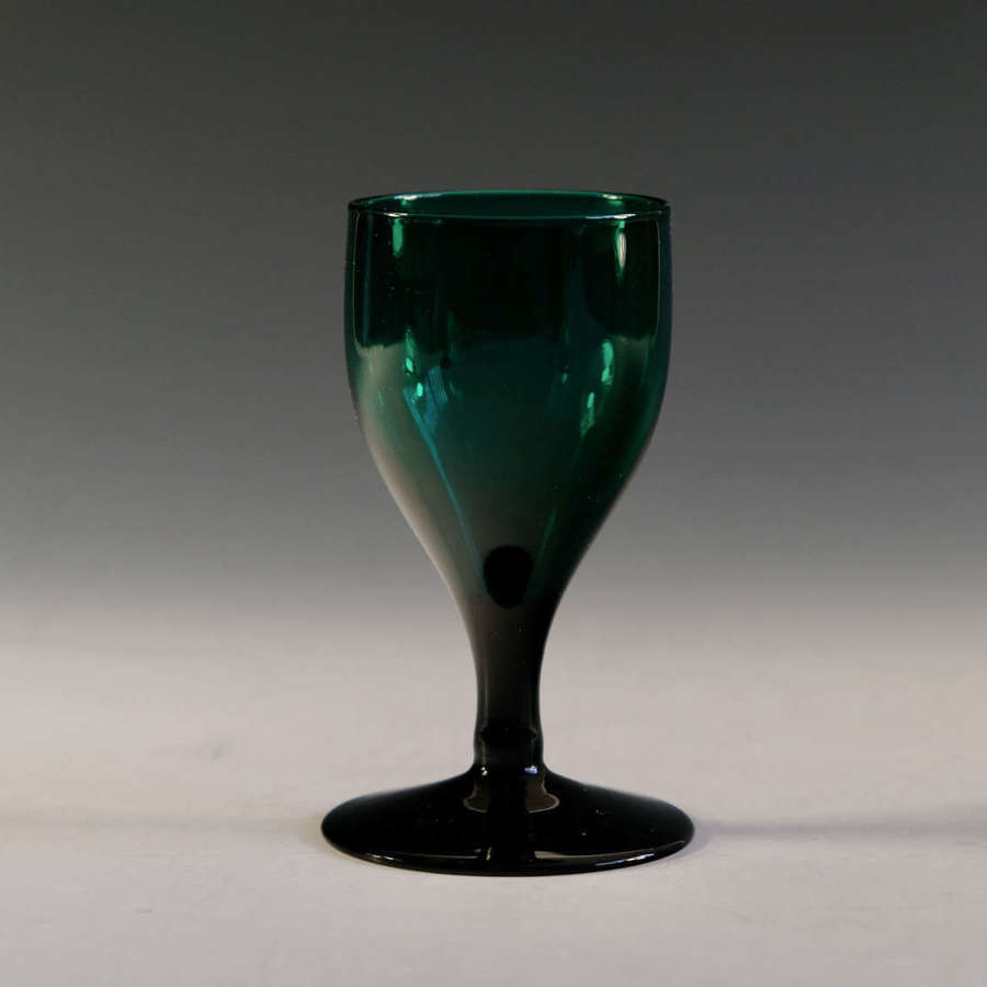 Antique glass - green wine glass English c1830