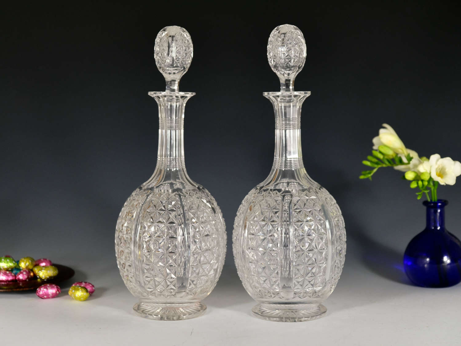 Antique glass - pair of antique decanters English c1880