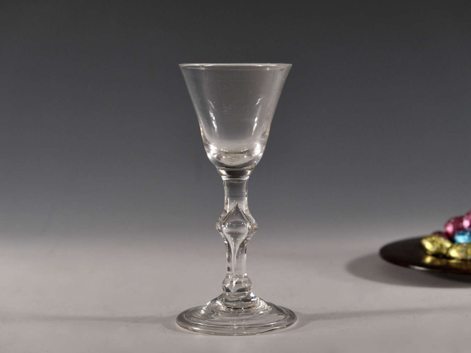 Antique wine glass baluster English c1740